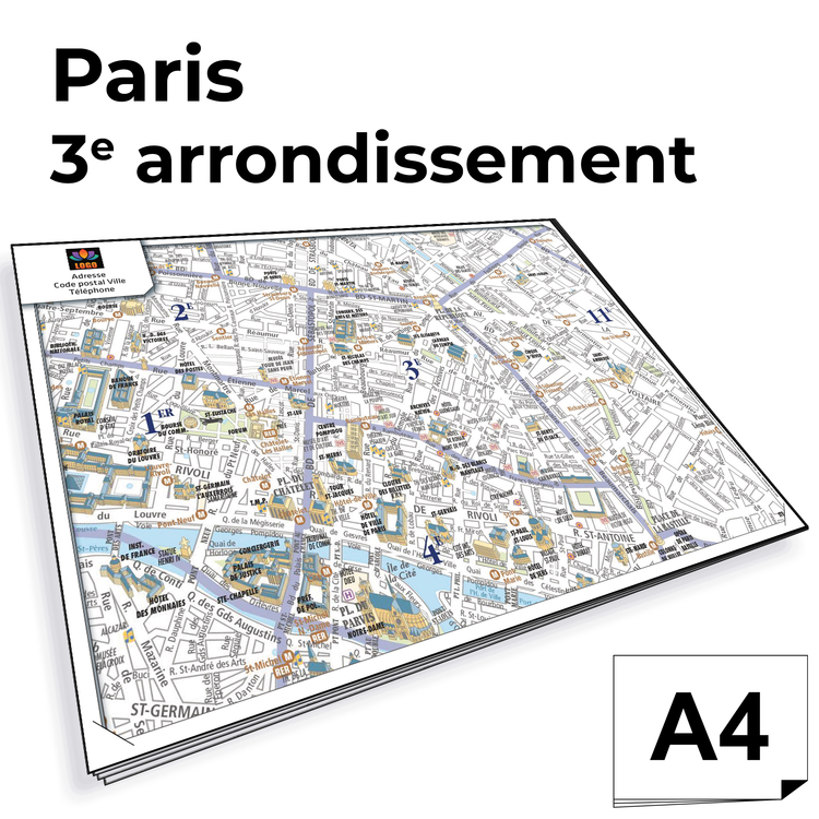 Personnaliser et commander Ville de Paris - Plan 3e arrond. Bloc de comptoir