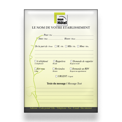 Personnaliser et commander Bloc Message pour htel