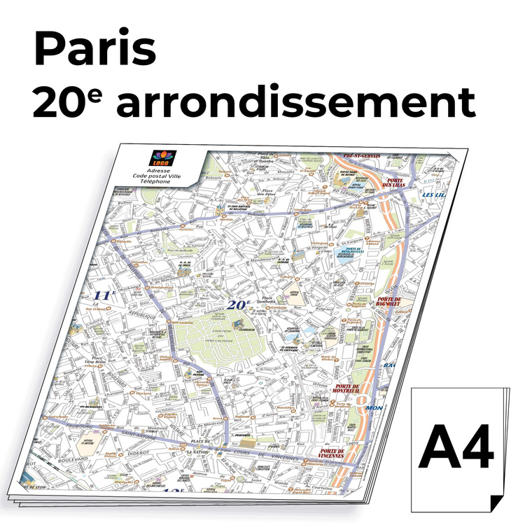 Personnaliser et commander Ville de Paris - Plan 20e arrond. Bloc de comptoir