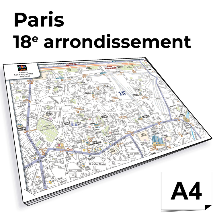 Personnaliser et commander Ville de Paris - Plan 18e arrond. Bloc de comptoir