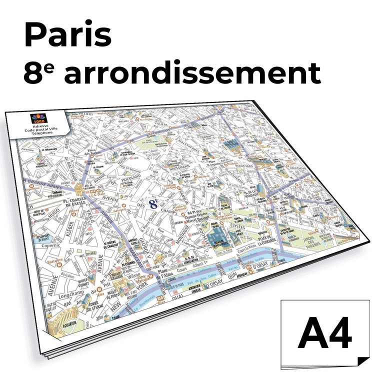 Personnaliser et commander Ville de Paris - Plan 8e arrond. Bloc de comptoir