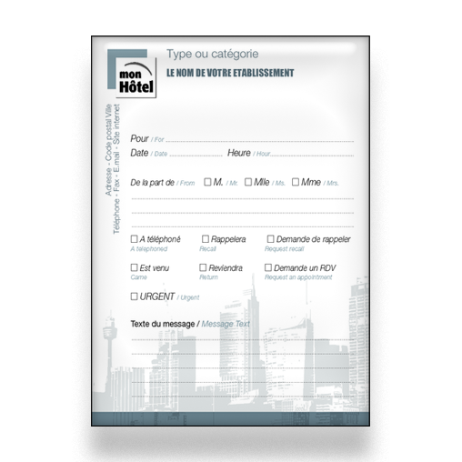 Personnaliser et commander Bloc Message pour htel