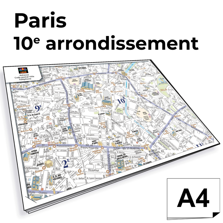 Personnaliser et commander Ville de Paris - Plan 10e arrond. Bloc de comptoir