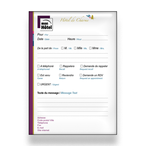 Personnaliser et commander Bloc Message pour htel